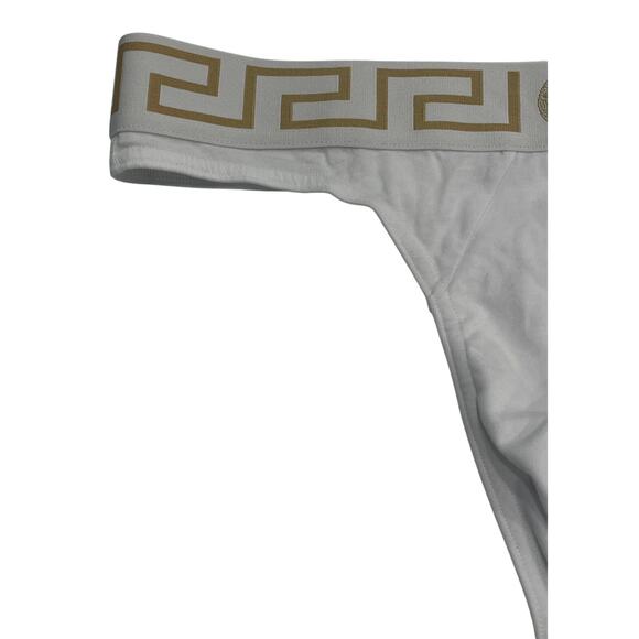 M2-10 VERSACE NWT Men's Greca Thong Underwear Cotton White Size 6/34-36/L - Picture 4 of 10
